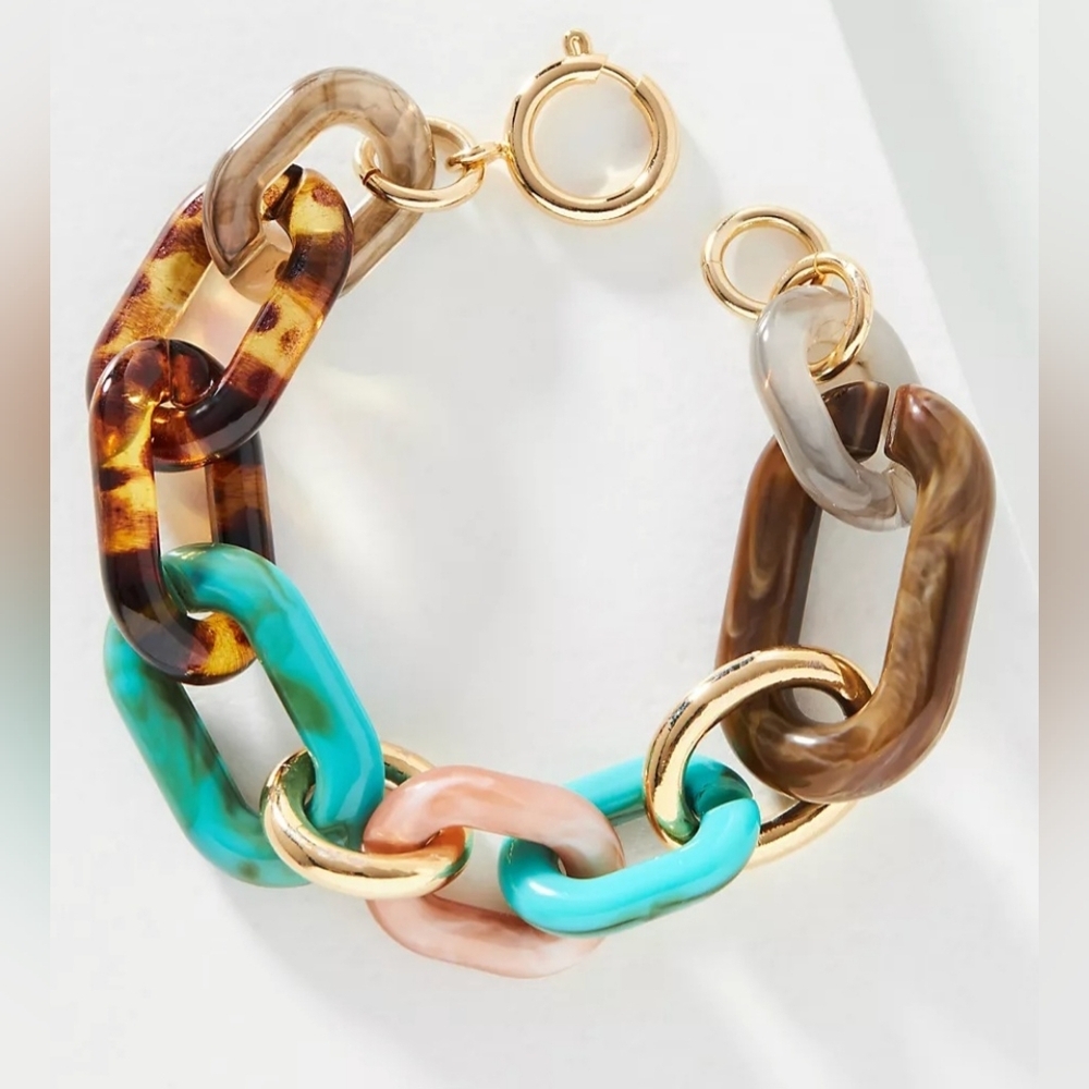 Anthropologie Multicolor Chain Link Resin Bracelet